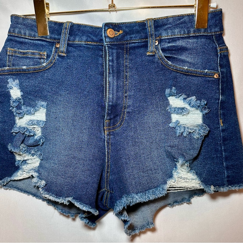 No Boundaries Distressed Denim Blue Shorts